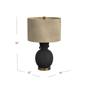 Basset Mirror Bleene Table Lamp - Elegant Ceramic Design With Stylish Drum Shade For Chic Home Decor Lighting Black Ceramic,Hard Back Linen Shade L4345t
