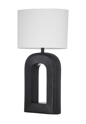 Basset Mirror Leers Table Lamp - Elegant Metal Design With Stylish Drum Shade For Modern Home Decor Illumination Black Metal,Hard Back Linen Shade L4351t