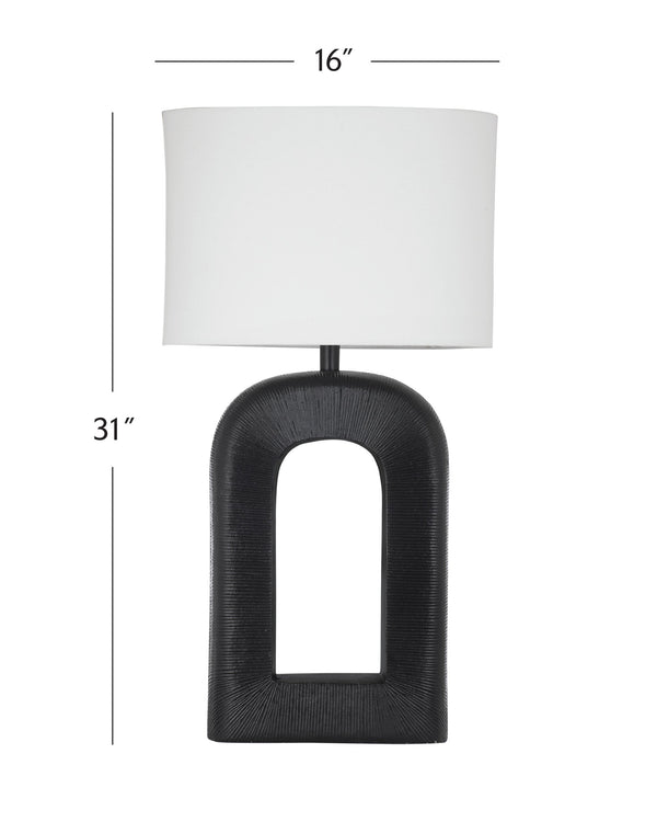 Basset Mirror Leers Table Lamp - Elegant Metal Design With Stylish Drum Shade For Modern Home Decor Illumination Black Metal,Hard Back Linen Shade L4351t