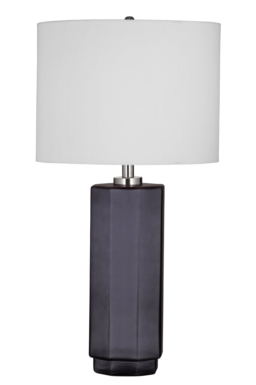Basset Mirror Zeus Table Lamp - Elegant Glass Design With Smoke Gray Drum Shade For Modern Home Decor Style Gray Glass,Hard Back Linen Shade L4360t