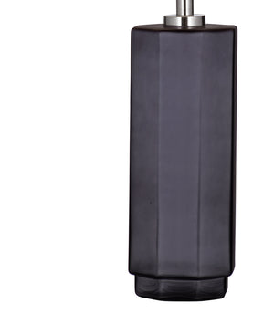 Basset Mirror Zeus Table Lamp - Elegant Glass Design With Smoke Gray Drum Shade For Modern Home Decor Style Gray Glass,Hard Back Linen Shade L4360t