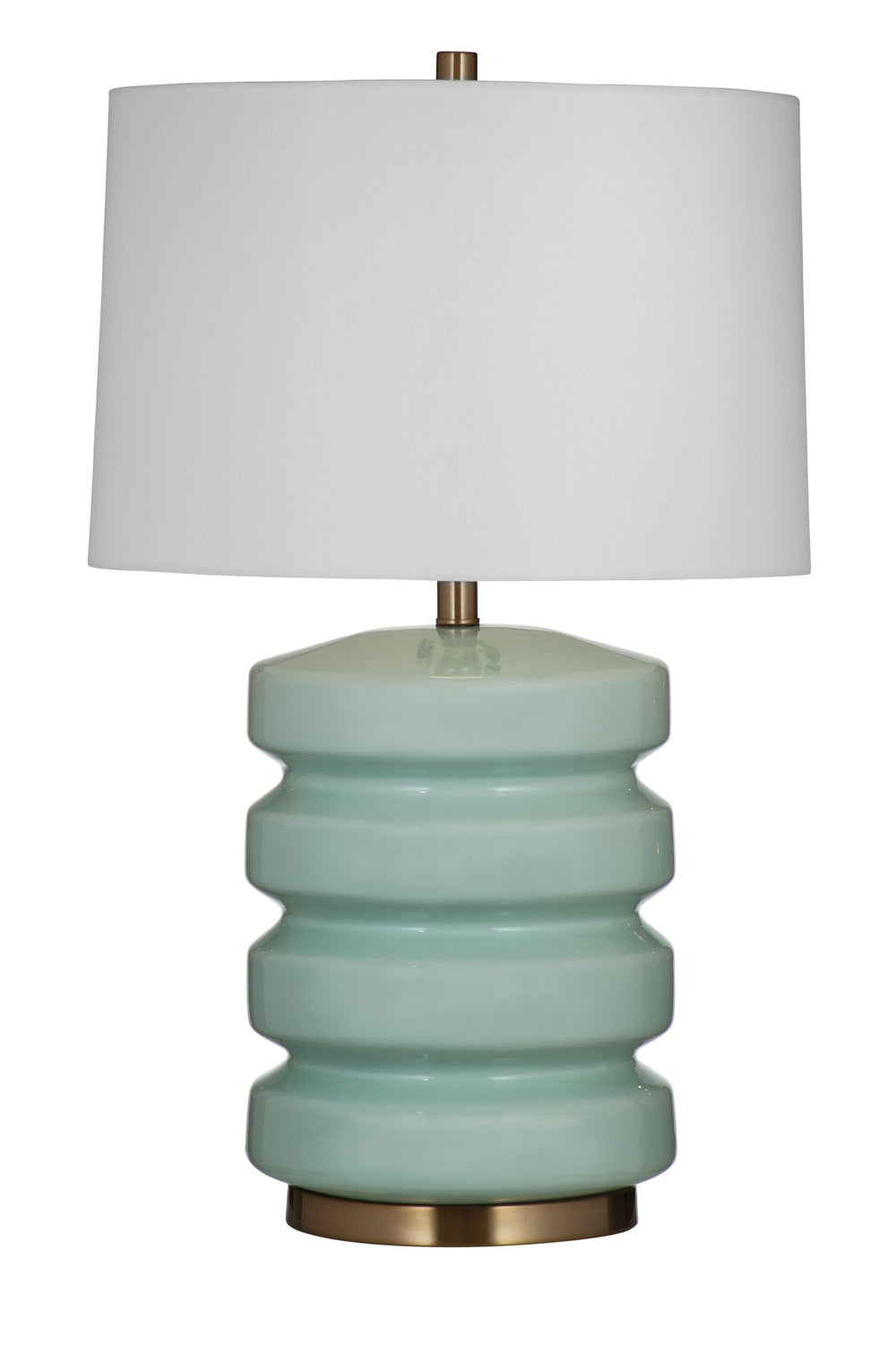 Basset Mirror Marzz Table Lamp - Elegant Ceramic & Metal Design With Light Green Finish And 3-way Switch Green Ceramic,Metal,Hard Back Linen Shade L4373t