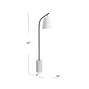 Basset Mirror Studio Floor Lamp - Modern Metal Design With Elegant White Marble Base & Chic Linen Shade For Home Decor Black Metal,Marble,Hard Back Linen Shade L4381f