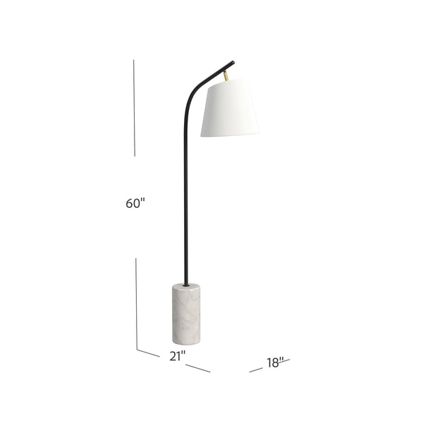 Basset Mirror Studio Floor Lamp - Modern Metal Design With Elegant White Marble Base & Chic Linen Shade For Home Decor Black Metal,Marble,Hard Back Linen Shade L4381f