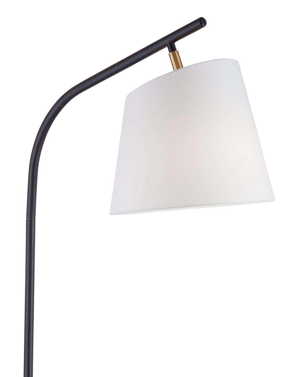 Basset Mirror Studio Floor Lamp - Modern Metal Design With Elegant White Marble Base & Chic Linen Shade For Home Decor Black Metal,Marble,Hard Back Linen Shade L4381f