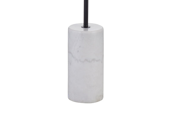 Basset Mirror Studio Floor Lamp - Modern Metal Design With Elegant White Marble Base & Chic Linen Shade For Home Decor Black Metal,Marble,Hard Back Linen Shade L4381f