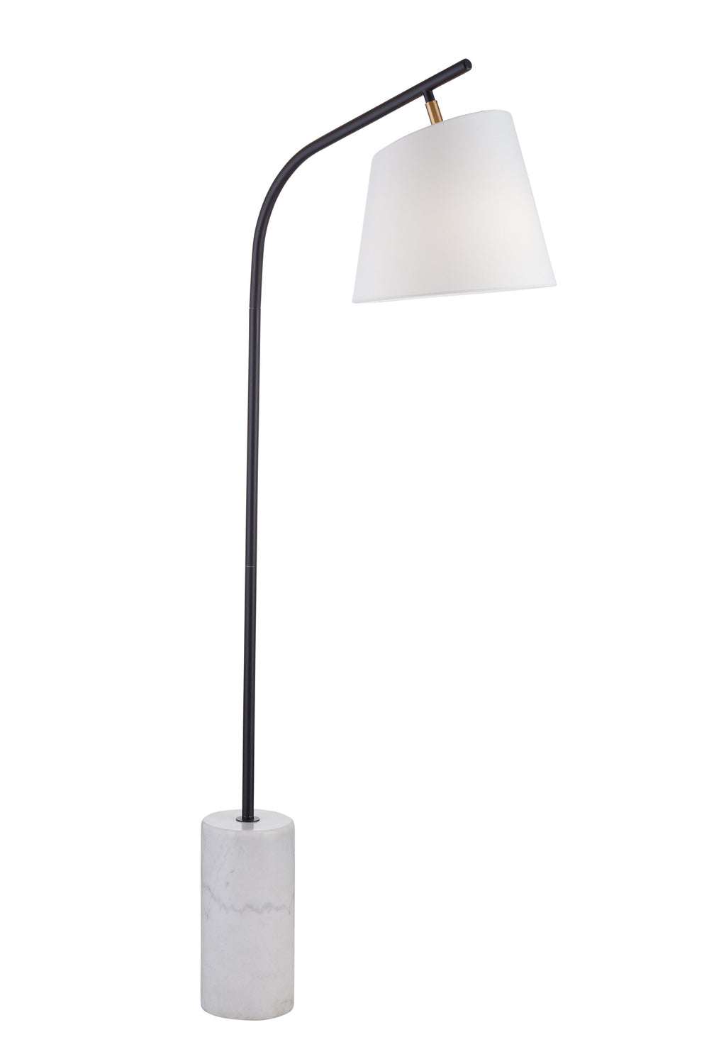 Basset Mirror Studio Floor Lamp - Modern Metal Design With Elegant White Marble Base & Chic Linen Shade For Home Decor Black Metal,Marble,Hard Back Linen Shade L4381f