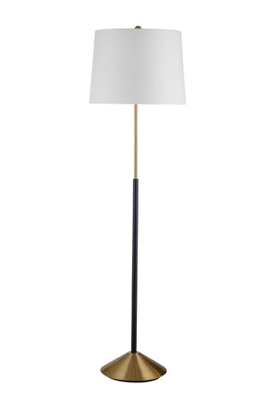 Basset Mirror Sindi Floor Lamp - Sleek Metal Design With Tapered Drum Shade, Perfect For Modern Home Ambiance Black Metal,Hard Back Linen Shade L4383f