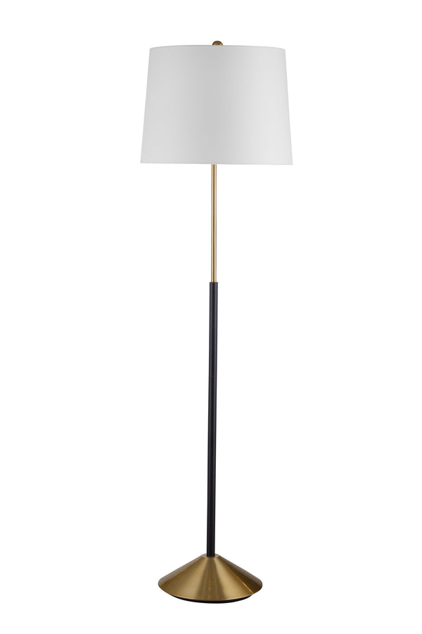 Basset Mirror Sindi Floor Lamp - Sleek Metal Design With Tapered Drum Shade, Perfect For Modern Home Ambiance Black Metal,Hard Back Linen Shade L4383f