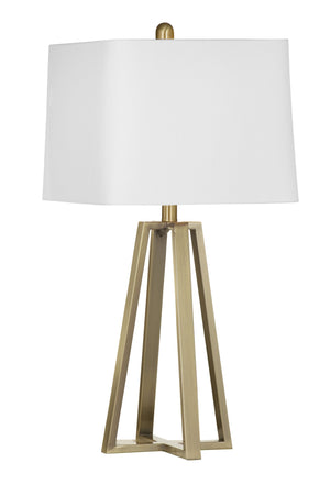 Basset Mirror Beryl Table Lamp - Modern Brass Base With Classic White Shade & Adjustable Lighting For Any Room Brass Metal,Hard Back Linen Shade L4388t