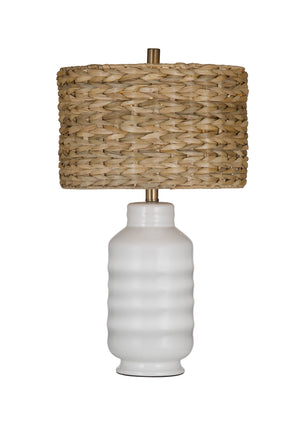 Basset Mirror Tigris Table Lamp – Elegant Ceramic Design With Woven Seagrass Shade For A Chic Home Ambiance White Ceramic,Sea Grass Shade L4392t