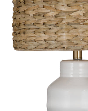 Basset Mirror Tigris Table Lamp – Elegant Ceramic Design With Woven Seagrass Shade For A Chic Home Ambiance White Ceramic,Sea Grass Shade L4392t