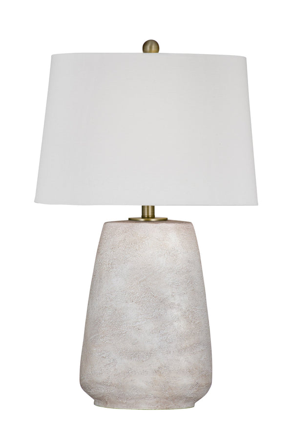 Basset Mirror Kasi Table Lamp - Elegant White Wash Resin Design For Modern Home Decor And Ambient Lighting Solutions White Resin,Hard Back Linen Shade L4396t