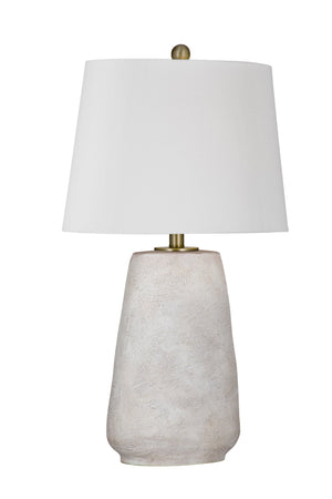 Basset Mirror Kasi Table Lamp - Elegant White Wash Resin Design For Modern Home Decor And Ambient Lighting Solutions White Resin,Hard Back Linen Shade L4396t