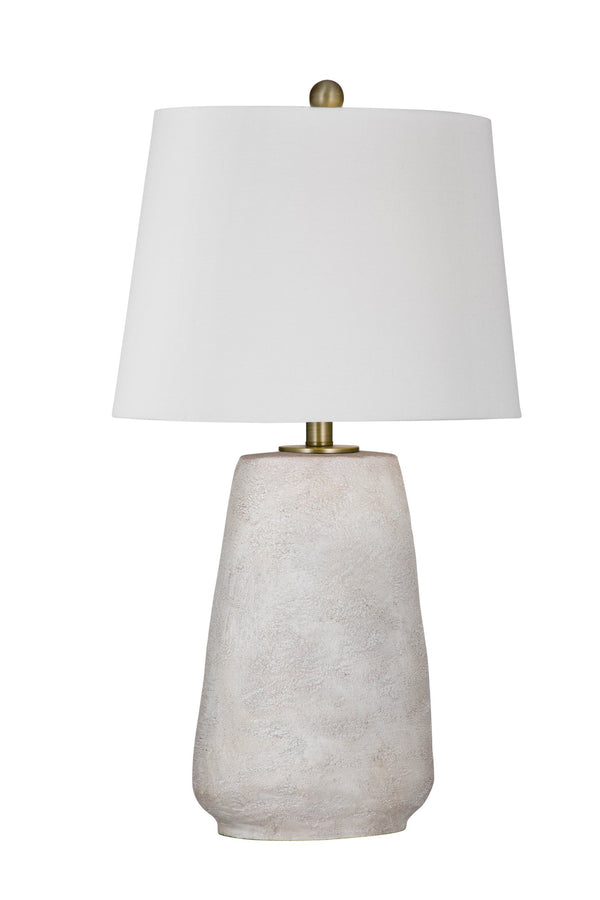 Basset Mirror Kasi Table Lamp - Elegant White Wash Resin Design For Modern Home Decor And Ambient Lighting Solutions White Resin,Hard Back Linen Shade L4396t