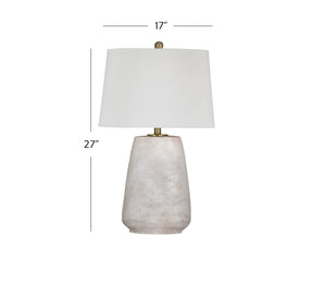 Basset Mirror Kasi Table Lamp - Elegant White Wash Resin Design For Modern Home Decor And Ambient Lighting Solutions White Resin,Hard Back Linen Shade L4396t