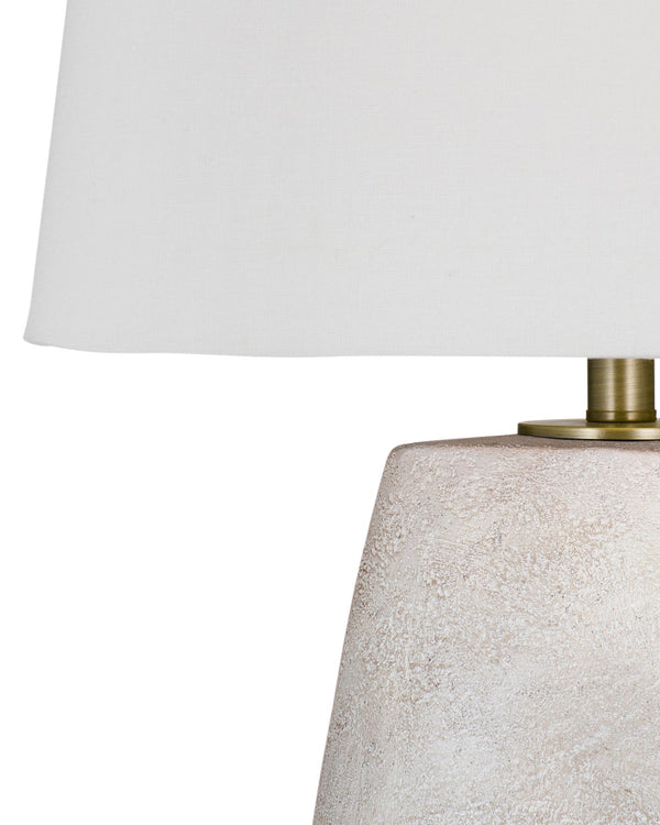 Basset Mirror Kasi Table Lamp - Elegant White Wash Resin Design For Modern Home Decor And Ambient Lighting Solutions White Resin,Hard Back Linen Shade L4396t