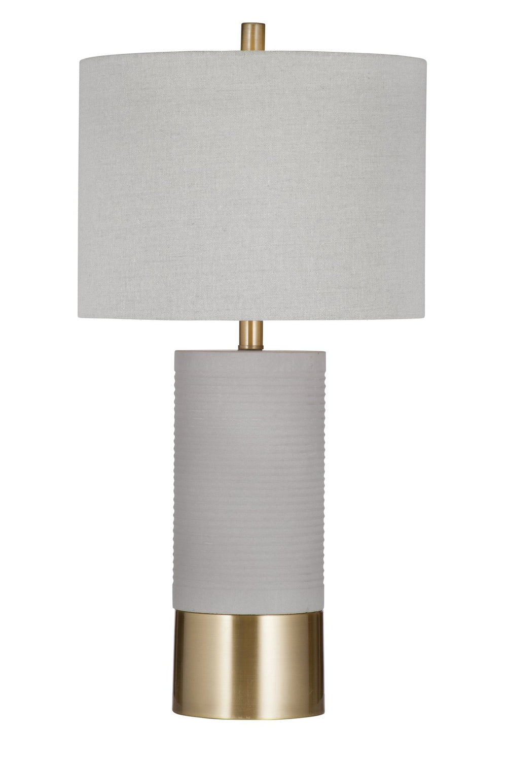Basset Mirror Tano Table Lamp - Stylish Cement Design With Drum Shade And Antique Brass Accents For Modern Decor Gray Cement ,Metal,Hard Back Linen Shade L4399t
