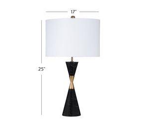 Basset Mirror Tana Table Lamp - Modern Black Marble & Brass Design With White Linen Shade For Elegant Spaces Black Marble,Metal,Hard Back Linen Shade L4401t