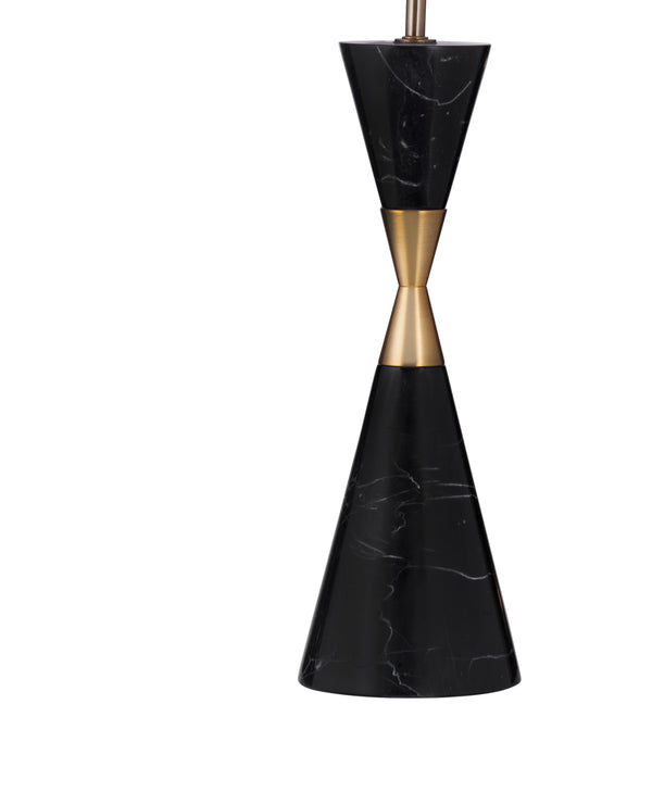 Basset Mirror Tana Table Lamp - Modern Black Marble & Brass Design With White Linen Shade For Elegant Spaces Black Marble,Metal,Hard Back Linen Shade L4401t