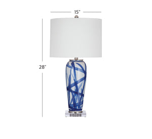 Basset Mirror Rianna Table Lamp – Elegant Ceramic Design With White Drum Shade For Stylish Home Lighting Solutions Blue Ceramic,Hard Back Linen Shade L4412t