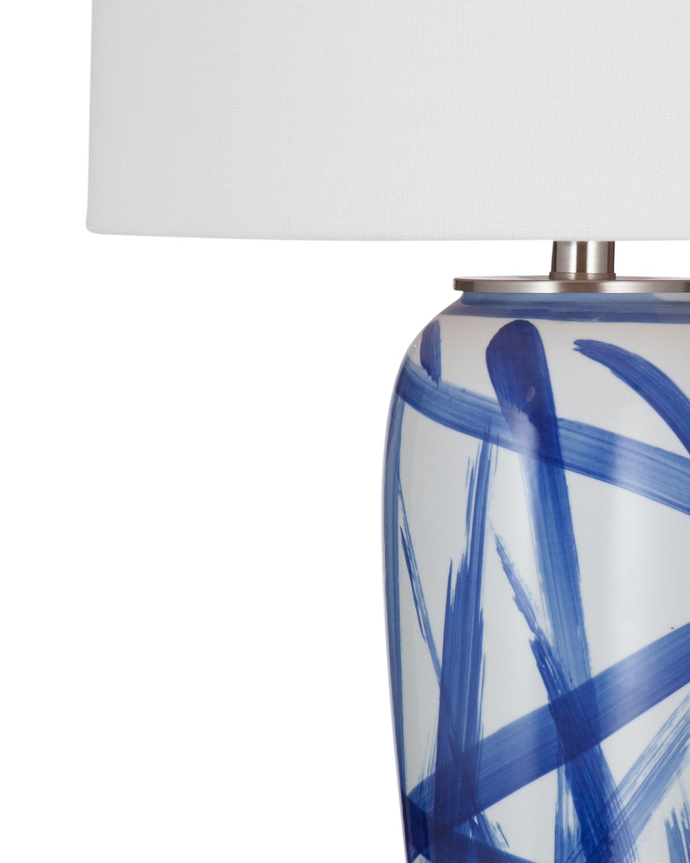 Basset Mirror Rianna Table Lamp – Elegant Ceramic Design With White Drum Shade For Stylish Home Lighting Solutions Blue Ceramic,Hard Back Linen Shade L4412t