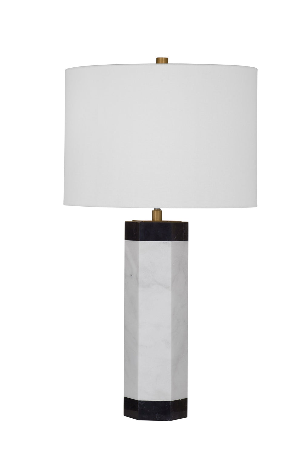 Basset Mirror Charlie Table Lamp - Modern Black & White Marble Design With Adjustable 3-way Lighting & 60" Cord White Marble ,Hard Back Linen Shade L4419t