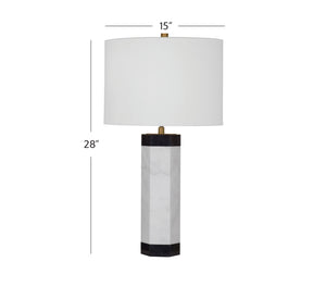Basset Mirror Charlie Table Lamp - Modern Black & White Marble Design With Adjustable 3-way Lighting & 60" Cord White Marble ,Hard Back Linen Shade L4419t