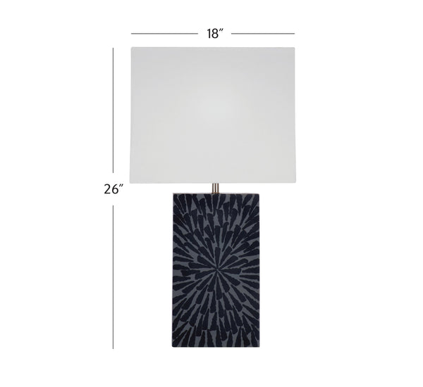 Basset Mirror Fleur Table Lamp - Elegant Bone Design With White Rectangular Shade For Timeless Home Decor Style Gray Resin,Hard Back Linen Shade L4441t