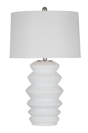Basset Mirror Hess Table Lamp - Stylish Resin Base With Elegant White Tapered Shade For Modern Home Décor White Resin,Hard Back Linen Shade L4468t