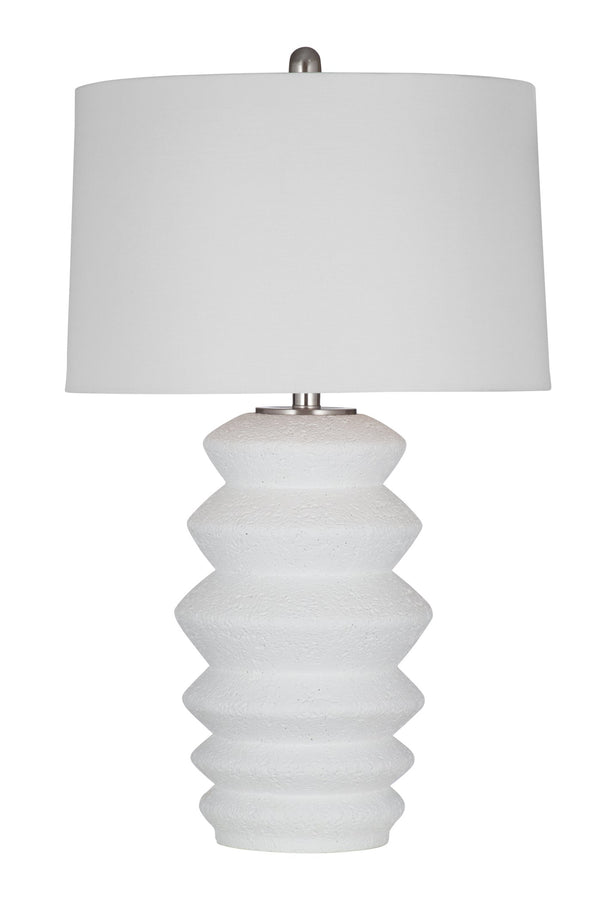 Basset Mirror Hess Table Lamp - Stylish Resin Base With Elegant White Tapered Shade For Modern Home Décor White Resin,Hard Back Linen Shade L4468t