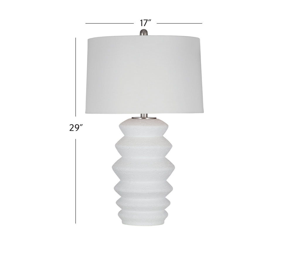Basset Mirror Hess Table Lamp - Stylish Resin Base With Elegant White Tapered Shade For Modern Home Décor White Resin,Hard Back Linen Shade L4468t