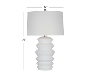 Basset Mirror Hess Table Lamp - Stylish Resin Base With Elegant White Tapered Shade For Modern Home Décor White Resin,Hard Back Linen Shade L4468t