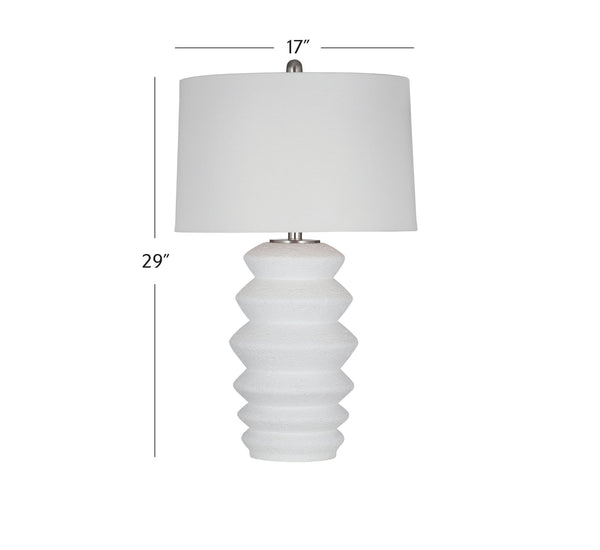 Basset Mirror Hess Table Lamp - Stylish Resin Base With Elegant White Tapered Shade For Modern Home Décor White Resin,Hard Back Linen Shade L4468t