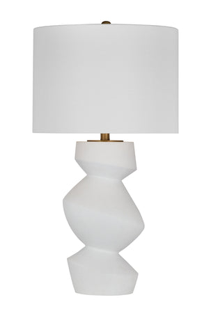 Basset Mirror Helen Table Lamp - Contemporary Matte White Design With Elegant Drum Shade & Versatile 3-way Switch White Resin,Hard Back Linen Shade L4472t