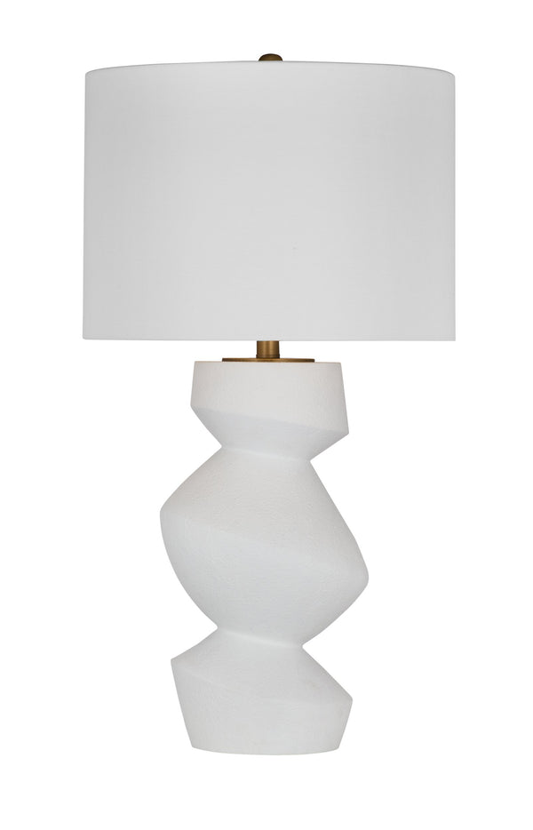Basset Mirror Helen Table Lamp - Contemporary Matte White Design With Elegant Drum Shade & Versatile 3-way Switch White Resin,Hard Back Linen Shade L4472t
