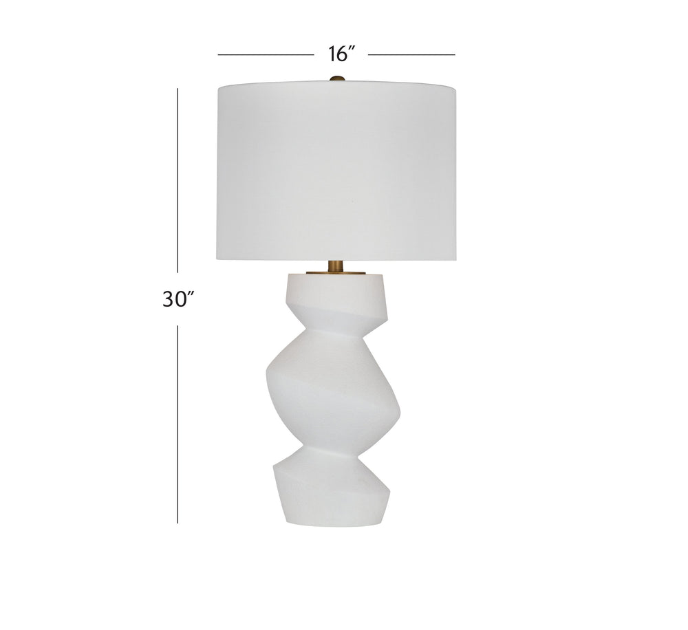 Basset Mirror Helen Table Lamp - Contemporary Matte White Design With Elegant Drum Shade & Versatile 3-way Switch White Resin,Hard Back Linen Shade L4472t