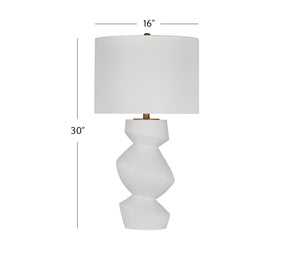 Basset Mirror Helen Table Lamp - Contemporary Matte White Design With Elegant Drum Shade & Versatile 3-way Switch White Resin,Hard Back Linen Shade L4472t