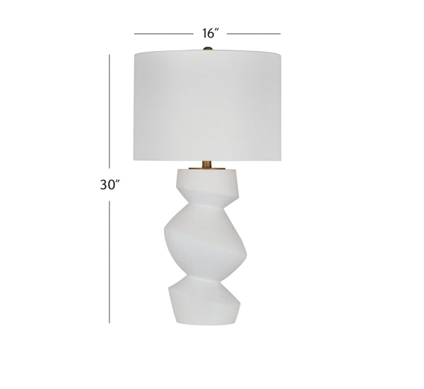 Basset Mirror Helen Table Lamp - Contemporary Matte White Design With Elegant Drum Shade & Versatile 3-way Switch White Resin,Hard Back Linen Shade L4472t