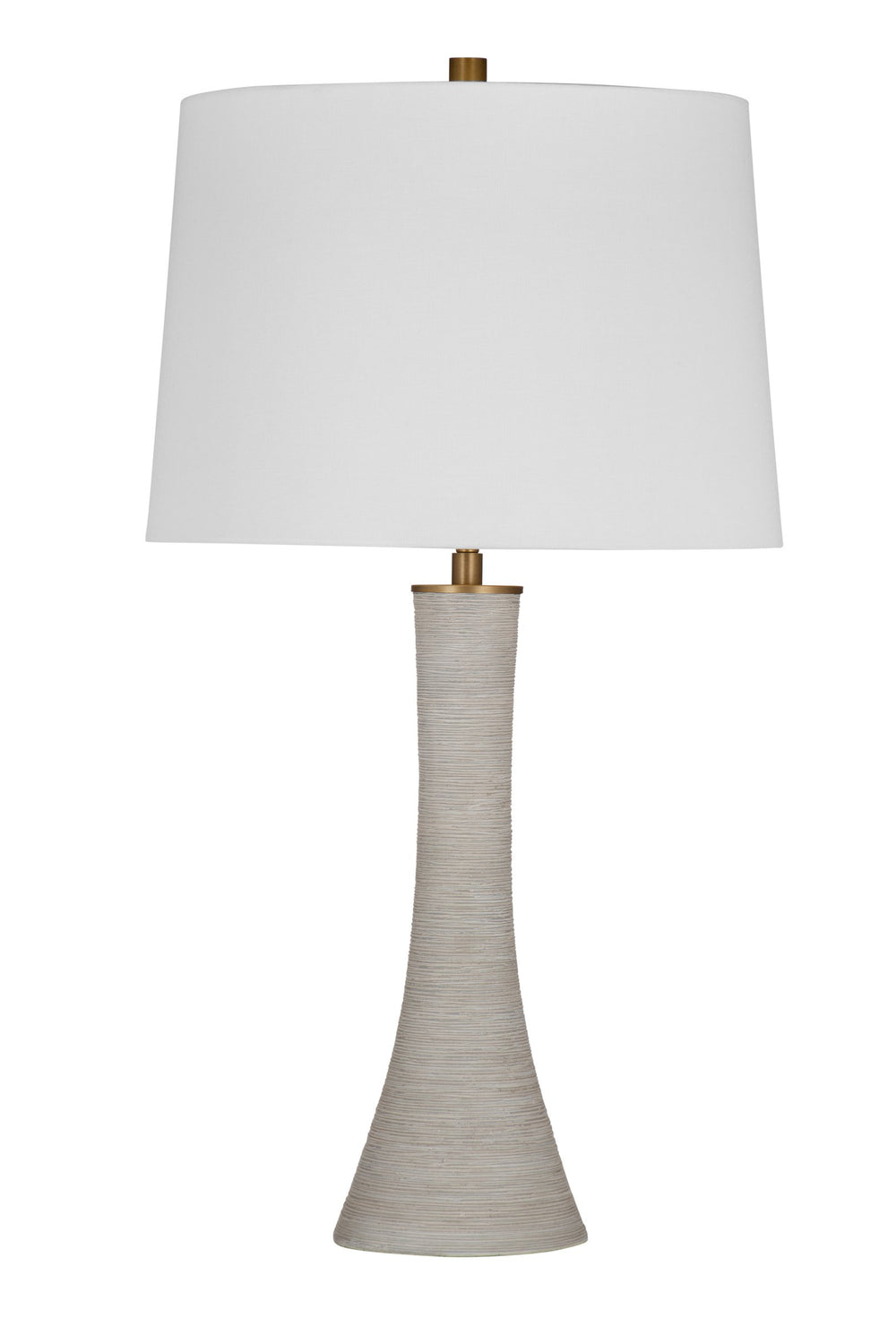 Basset Mirror Ranier Table Lamp - Contemporary Elegance With Gray Resin Body, Brass Accents & Stylish White Shade Gray Resin,Hard Back Linen Shade L4474t