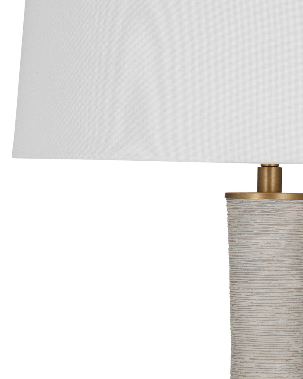 Basset Mirror Ranier Table Lamp - Contemporary Elegance With Gray Resin Body, Brass Accents & Stylish White Shade Gray Resin,Hard Back Linen Shade L4474t
