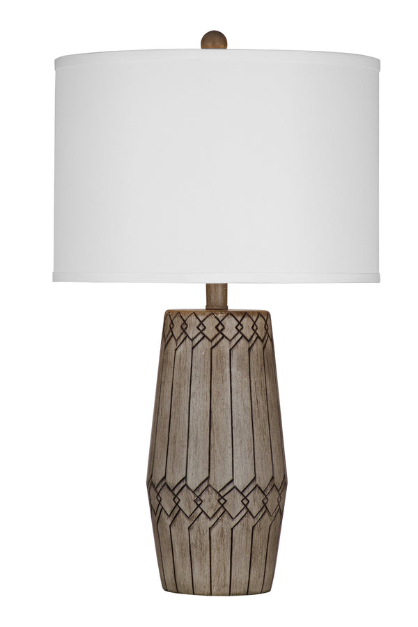 Basset Mirror Harper Table Lamp – Elegant Poly Design With White Drum Shade For Modern Home Décor And Lighting Brown Resin,Hard Back Linen Shade L4475t