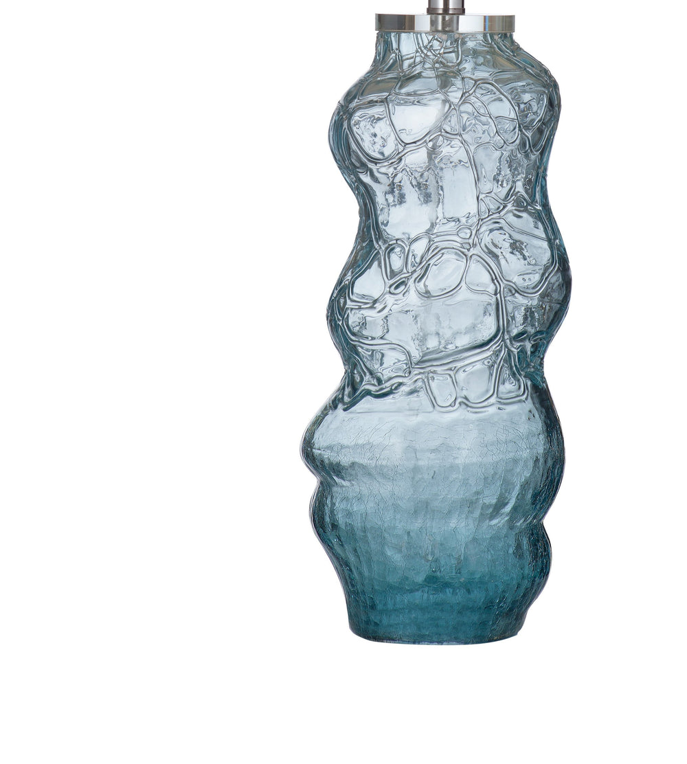 Basset Mirror Atchison Table Lamp - Elegant Art Glass Design With White Linen Tapered Shade For Stylish Lighting Blue Art Glass,Hard Back Linen Shade L4476t