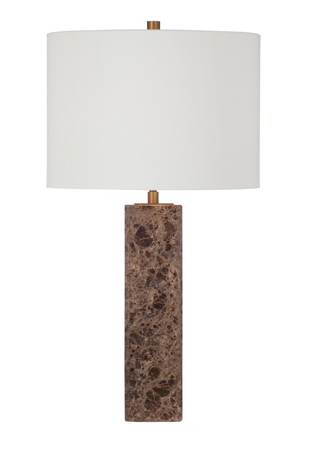 Basset Mirror Berrien Table Lamp: Elegant Brown Marble Base, Versatile Design, Adjustable 3-way Lighting Functionality Brown Marble,Hard Back Linen Shade L4479t
