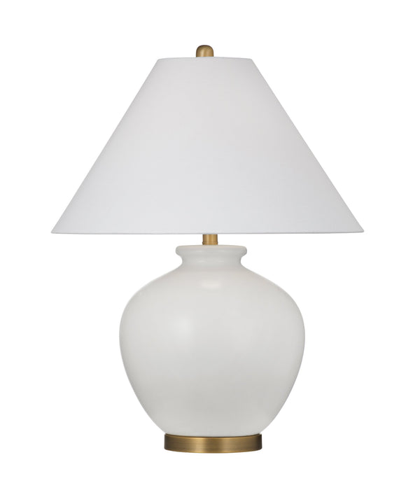Basset Mirror Graham Table Lamp - Timeless Ceramic Design With White Linen Shade For Modern Sophistication & Elegance White Ceramic,Metal,Hard Back Linen Shade L4482t