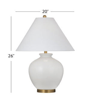 Basset Mirror Graham Table Lamp - Timeless Ceramic Design With White Linen Shade For Modern Sophistication & Elegance White Ceramic,Metal,Hard Back Linen Shade L4482t