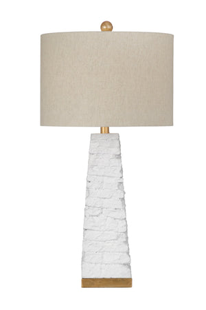 Basset Mirror Comoros Table Lamp - Elegant Oatmeal Shade & Textured Matte White Finish For Modern Home Decor White Resin,Metal,Hard Back Line Shade L4487t