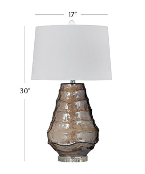 Basset Mirror Monaco Table Lamp - Contemporary Elegance With Grey And Brown Finish, Art Glass & Crystal Base Gray Art Glass,Metal,Hard Back Linen Shade L4490t
