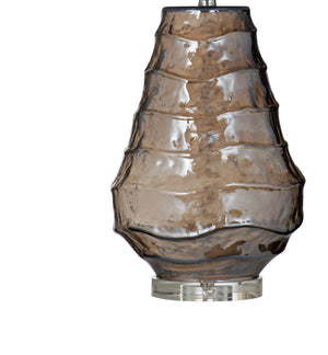 Basset Mirror Monaco Table Lamp - Contemporary Elegance With Grey And Brown Finish, Art Glass & Crystal Base Gray Art Glass,Metal,Hard Back Linen Shade L4490t
