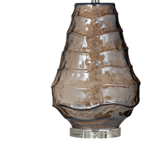 Basset Mirror Monaco Table Lamp - Contemporary Elegance With Grey And Brown Finish, Art Glass & Crystal Base Gray Art Glass,Metal,Hard Back Linen Shade L4490t